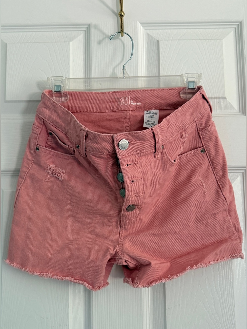 Time and Tru Rose Pink Button-Fly Denim Shorts